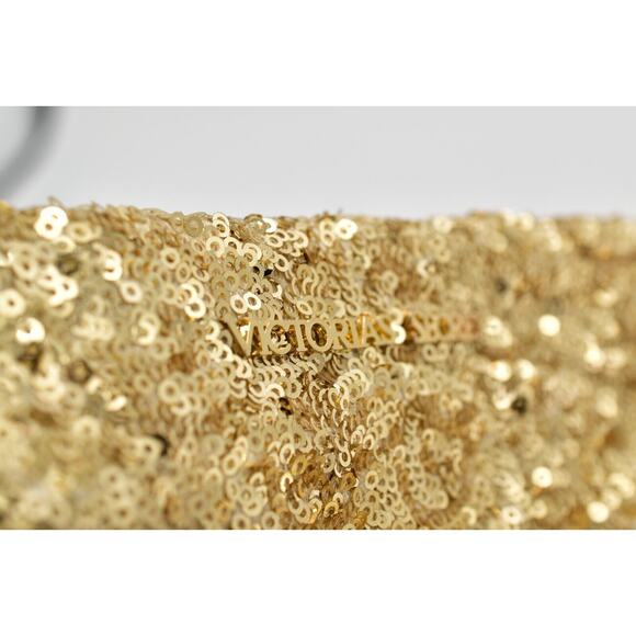 Victoria's Secret Black Gold Shiny Sequin Cosmetic Makeup Bag Pouch Small - Picture 5 of 12